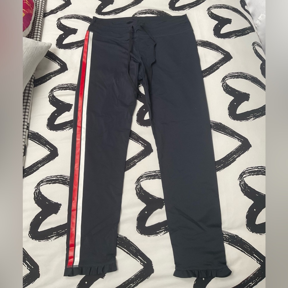 The Upside Black and Red Leggings with Sporty Stripe